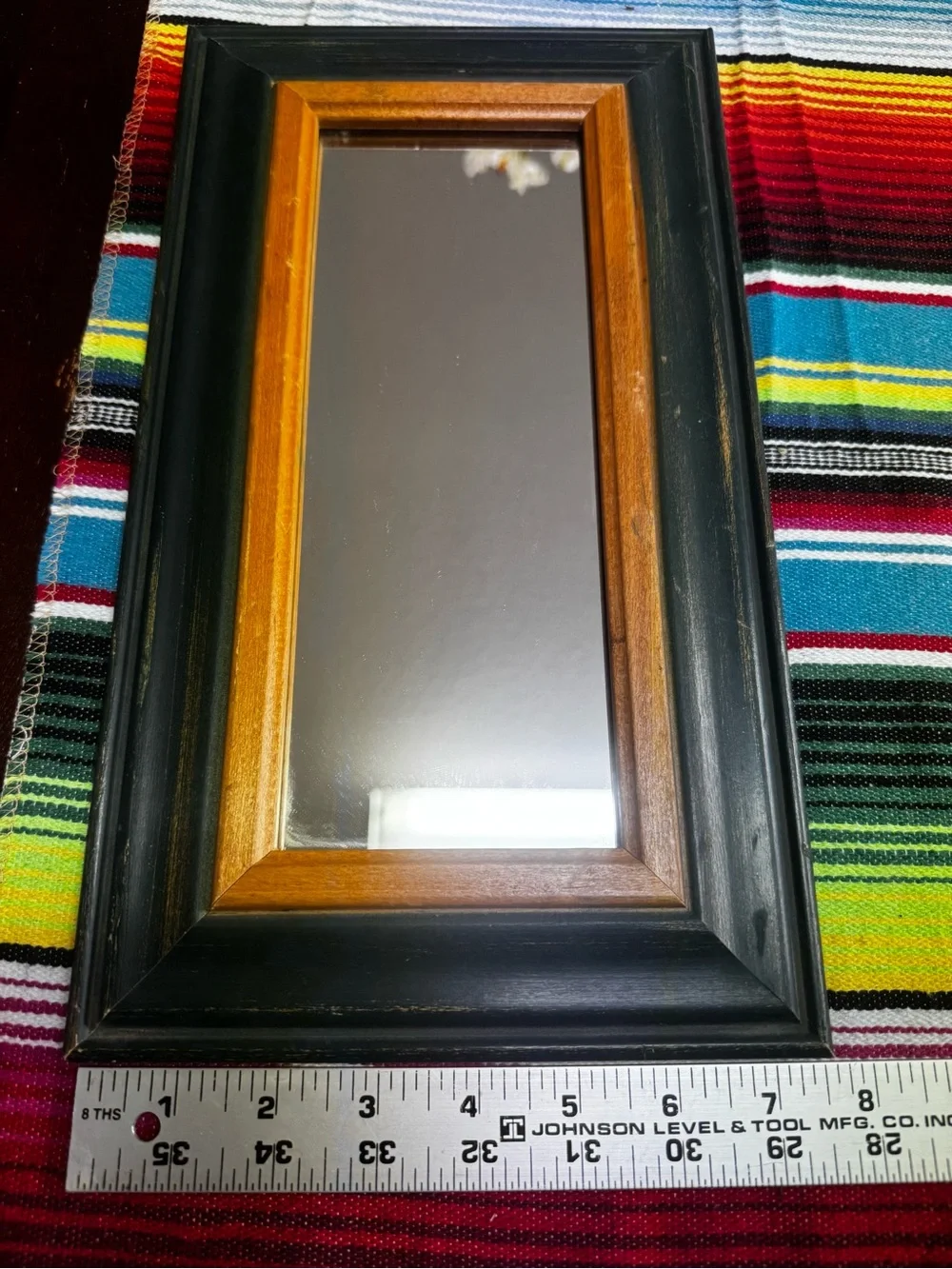Framed Wall Mirror Set in Green and Brown — Unbranded
